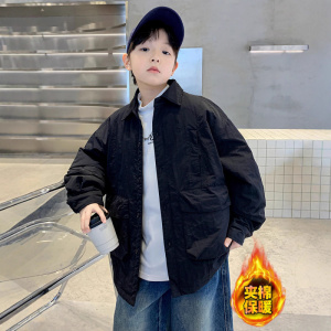 男童夹棉外套秋冬款新款男孩冬装儿童装冬季加棉加厚衬衫棉衣