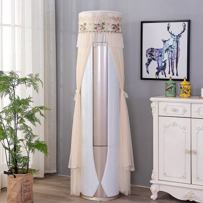 空调罩套柜机开机不取格力美的海尔奥克斯圆柱圆形立式蕾丝防尘罩春暖花开(沙边)(送遥控器套)(高180cm)海尔