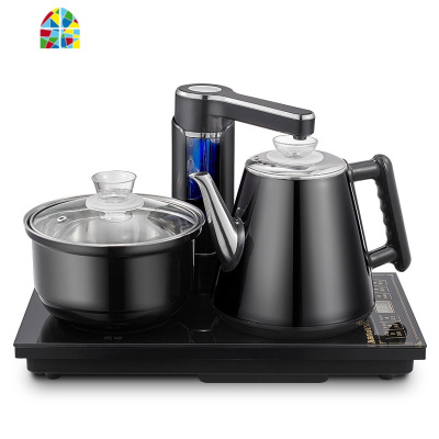 全自动上水电热水壶套装家用功夫茶具泡茶台烧水壶一体嵌入式专用 FENGHOU 黑色标准款+6个茶杯