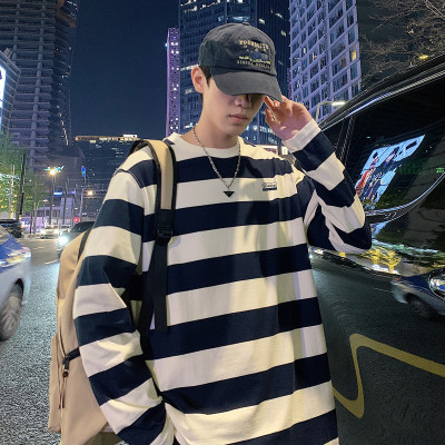 [1折价36.9元,叠加优惠券]唐狮男长袖t恤圆领条纹长袖t恤男装长袖t恤男男士长袖t恤上衣