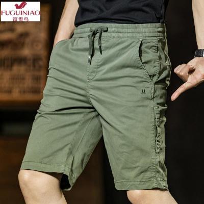 富贵鸟（FUGUINIAO）夏季潮流青少年男士松紧抽绳工装字母绣花水洗休闲短裤