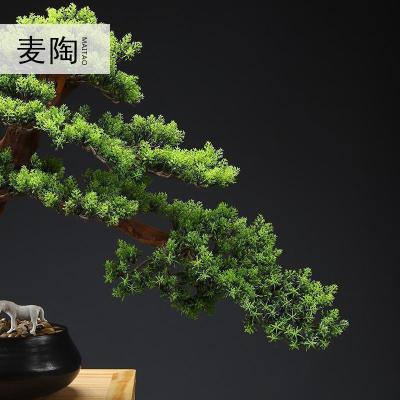 美帮汇仿真新中式迎客松盆景绿植客厅酒店家居玄关装饰品样板间软装摆件