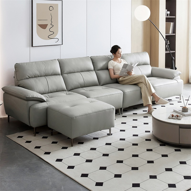 全友家居现代简约真皮沙发2024新款客厅头层牛皮直排沙发