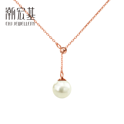 潮宏基珍心一世18K金珍珠项链玫瑰金彩金坠链链长可调节红18k/黄18kFQ