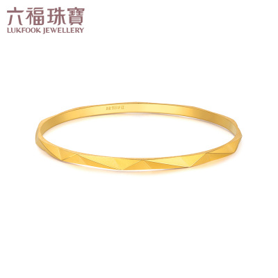 六福珠宝简约黄金手镯女实心金镯子足金闭口送礼计价HXGTBB000415.38克（含工费846）—58mm