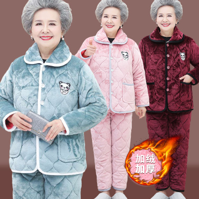 中老年人冬装女套装奶奶装套装秋冬两件套老人妈妈家居服加厚加绒