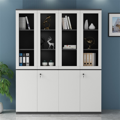 易企采 四门文件柜 带锁储物柜玻璃门分层档案资料柜收纳柜 40*160*200CM 单位:台