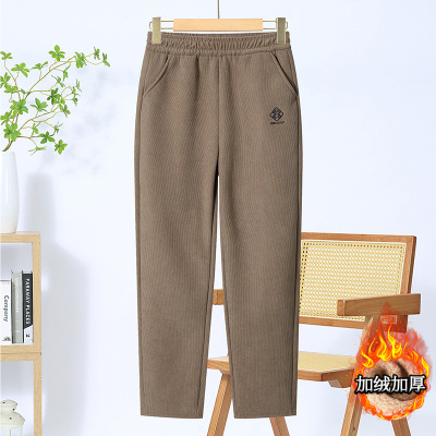 中老年人女冬季羊羔绒裤子加绒加厚奶奶妈妈冬装大码保暖女裤