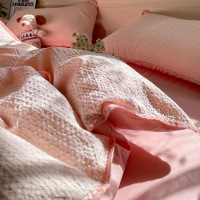 2025新款全棉华夫格四件套100纯棉床上被套床单三件套轻奢高级感4