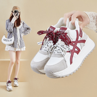 内增高秋季新款韩版ins老爹鞋女学生厚底运动增高休闲