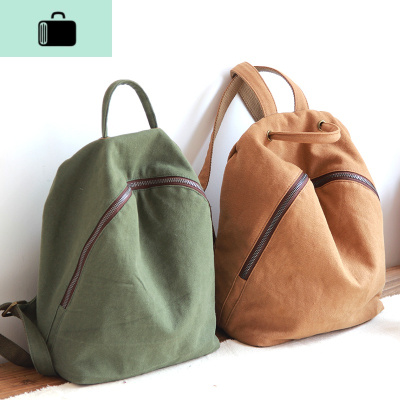 庸庸文艺帆布双肩包女2020新款百搭简约百搭手提小清新纯色学院风NEW LAKE