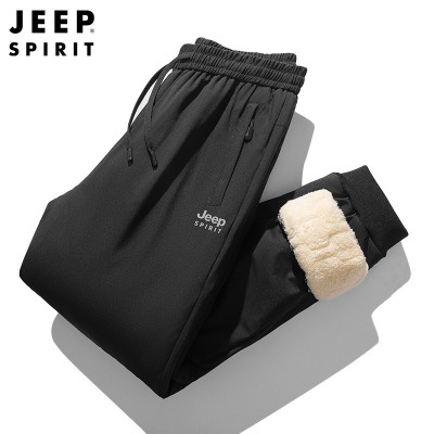 JEEPspirit男长裤针织冬季束脚休闲羊羔绒卫裤子男士加绒加厚6315
