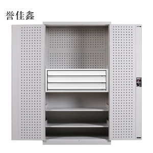 誉佳鑫工具柜加厚铁皮储物柜工厂车间用带抽屉汽修多功能收纳柜通门内三抽柜灰白色