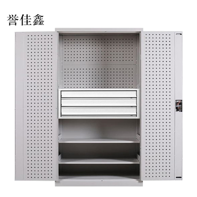 誉佳鑫工具柜加厚铁皮储物柜工厂车间用带抽屉汽修多功能收纳柜通门内三抽柜灰白色