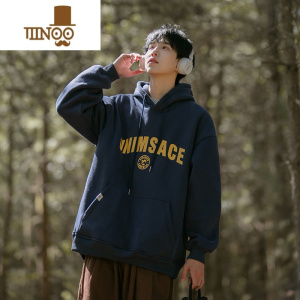 YANXU卫衣男连帽2023新款美式字母潮流男生宽松套头帽衫外套
