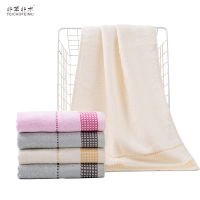 非草非木 毛巾纯棉格子素色毛巾吸水面巾 竹纤维格子大毛巾 (76*34cm)(条)