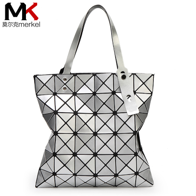 券后价169-莫尔克（MERKEL三宅同款时尚几何菱格女包拉链PU格子百变折叠包单肩包软皮手提包女包购物袋