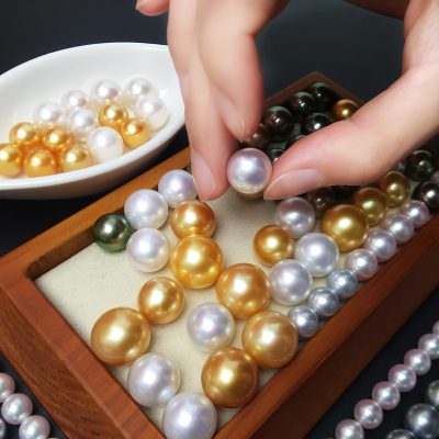 海瞳南洋澳白珍珠裸珠定制正圆冷白海水珍珠单颗散珠diy戒指吊坠耳饰