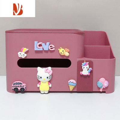 三维工匠卡通纸巾盒家用客厅轻奢风多桌面创意可爱卧室茶几抽纸收纳盒 猫咪站款