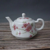 美帮汇怀仁堂1962年粉彩桃花茶壶景德镇仿古陶瓷茶具摆件收藏