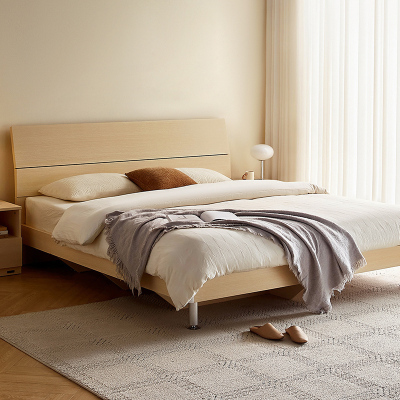 全友家居 简约现代板式床 木纹1.8米1.5米人造板床 卧室成套家具床 床头柜 床垫组合