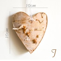 家柏饰(CORATED)原木挂件树皮工艺品欧式花园圣诞吊饰创意猫头鹰松鼠麋鹿 J大白桦心