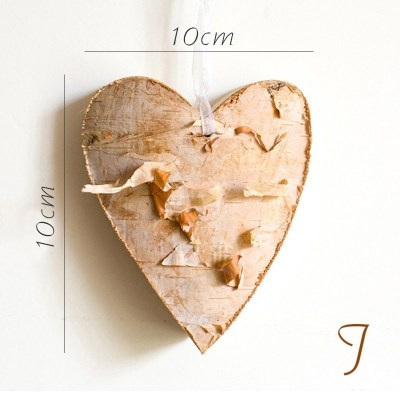 家柏饰(CORATED)原木挂件树皮工艺品欧式花园圣诞吊饰创意猫头鹰松鼠麋鹿 J大白桦心