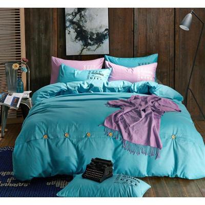 美帮汇全棉四件套简约纽扣款床上用品200230被套但双人1.8m床套件