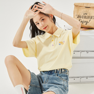 [1折价29.9元,叠加优惠券]唐狮夏新款女Polo短袖T恤女韩版宽松甜美学生外穿别致上衣DY