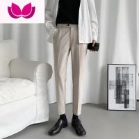 七斓西装裤男直筒港风九分裤秋季坠感小西裤休闲小脚韩版潮流修身长裤
