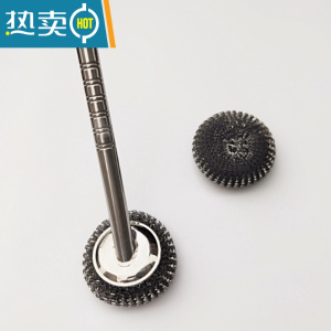 敬平长柄不锈钢刷锅钢丝球刷碗厨房用刷厨卫清洁刷带柄钢丝球刷锅刷 长柄锅刷1条+1个钢丝球刷子