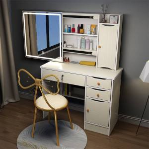 化妆桌轻奢智能镜梳妆台卧室镜子带灯网红风收纳柜一体