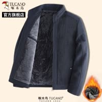 啄木鸟秋冬男士新款加绒外套中老年保暖加厚夹克爸爸装休闲上衣C