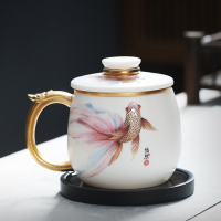 MULTIPOTENT茶杯功夫茶具办公杯羊脂玉得意杯悠然自得黄旭东大师作品伴手礼盒