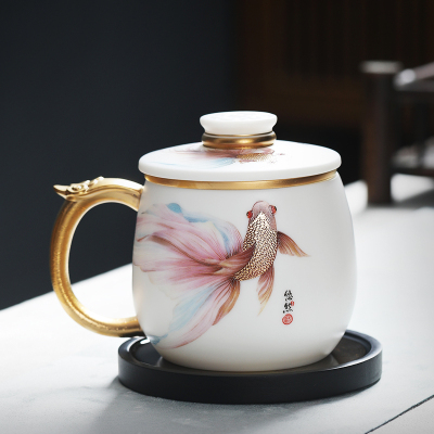 MULTIPOTENT茶杯功夫茶具办公杯羊脂玉得意杯悠然自得黄旭东大师作品伴手礼盒