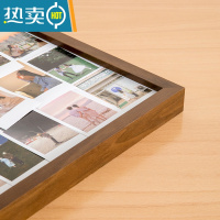 敬平实木diy拍立得画框情侣闺蜜洗照片做成挂墙相框手工生日摆台摆件 黑胡桃色 18寸[35.3*45.6cm]挂墙