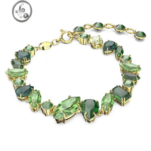 JiMi夏夜晚风 施家奥地利水晶 Gema绿色璀璨宝石高级感气质手链手环 新款施家绿色宝石手链15+5cm