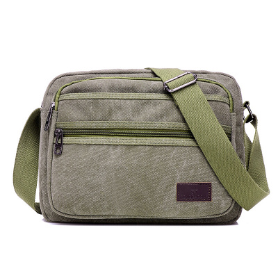 男款单肩包斜挎包男包背包商务休闲帆布工作包业务包挂包潮-定制军绿色军绿色