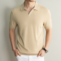 男士春夏新款短袖T恤轻薄亲肤透气商务休闲舒适翻领轻奢简约
