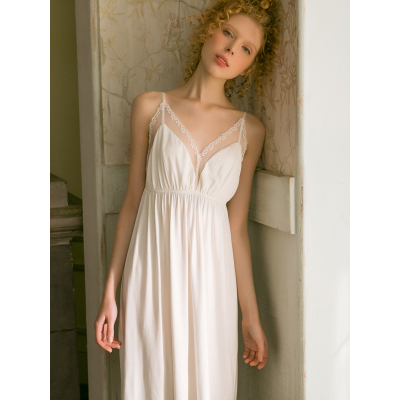 恋名媛夏季吊带睡裙棉薄款甜美露背夏天公主风蕾丝性感莫代尔吊带睡衣睡衣