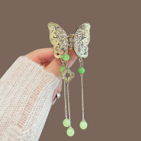 国风祥云蝴蝶流苏抓夹女高级感2024新款后脑勺半扎发夹旗袍头饰送女朋友老婆情人节七夕生日礼物