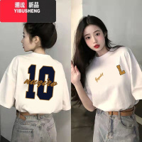 YIBUSHENG2024季新款白色短袖t恤女洋气圆领百搭宽松设计感小众上衣