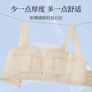 无肩带隐形美背大码内衣女防滑抹胸式裹胸防走光大胸显小收副乳罩
