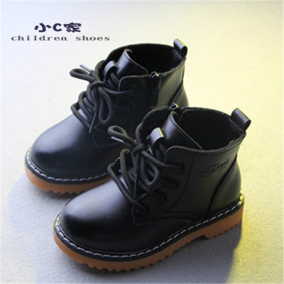 春秋季宝宝软底靴子女童高帮休闲皮鞋2-3-4岁男童防滑单鞋