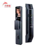 凡帝亚智能门锁FDY-C19 人脸识别,掌纹解锁,远程开锁、自动上锁、可视猫眼、铝合金材质、钢化玻璃面板