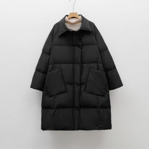 新90白鸭绒新国标女式简约纯色加厚中长款羽绒服女
