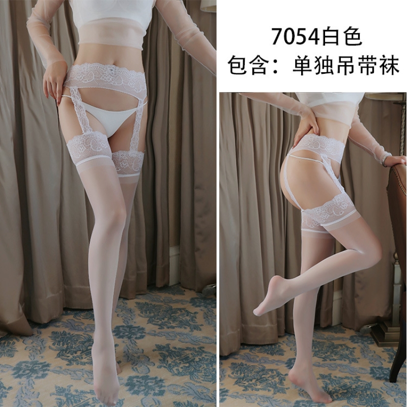 长夜漫漫情趣内衣女士性感吊带长筒袜蕾丝丝袜开档诱惑夜迷离7054