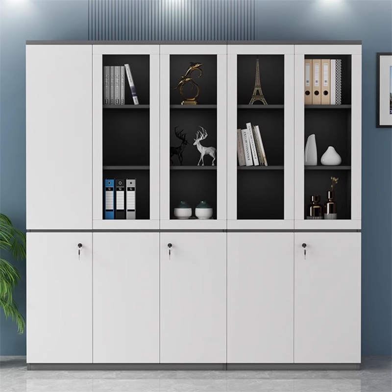 易企采 五门文件柜带锁储物柜玻璃门分层档案资料柜收纳柜 40*200*200CM 单位:台