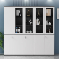易企采 五门文件柜带锁储物柜玻璃门分层档案资料柜收纳柜 40*200*200CM 单位:台