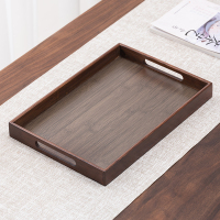 苏氏陶瓷(SUSHI CERAMICS)胡桃色竹制托盘干泡盘家用功夫茶具简约小茶台长方形(带提手)36*25cm